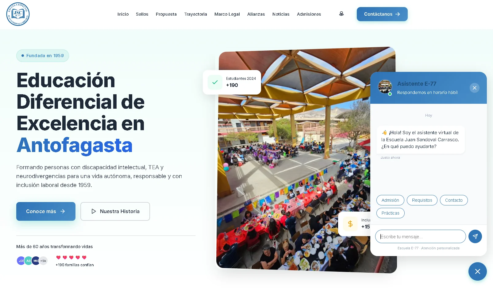 Diseño y Desarrollo de Plataforma Web para Escuela Diferencial E-77 Antofagasta