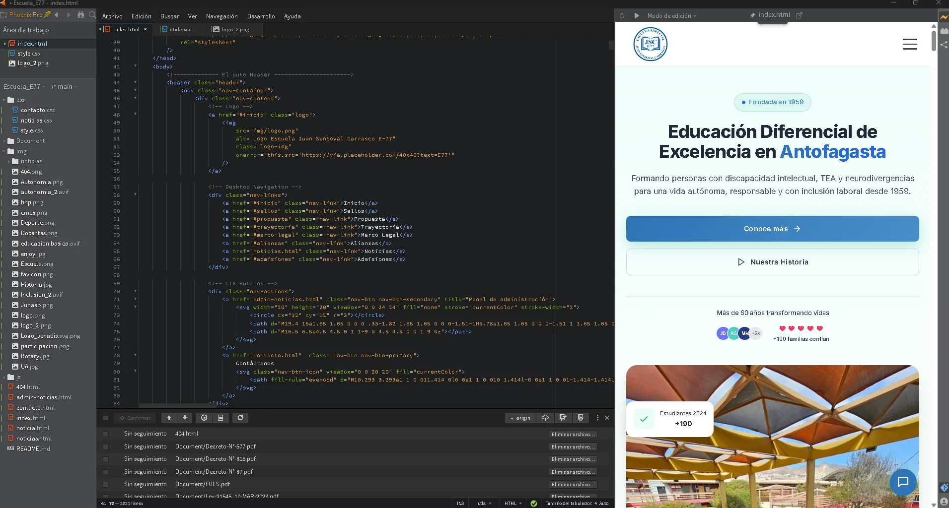 Diseño y Desarrollo de Plataforma Web para Escuela Diferencial E-77 Antofagasta - adicional